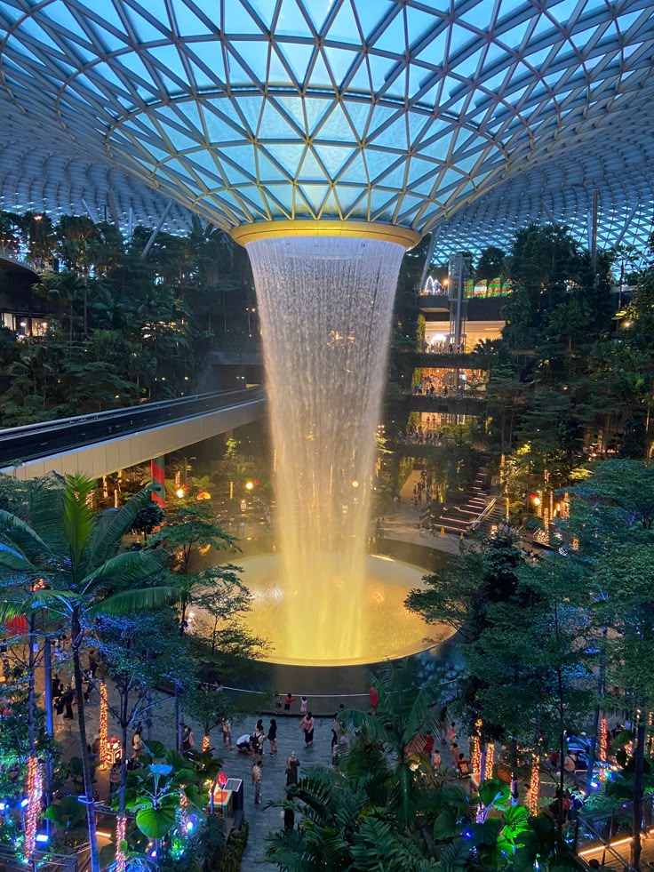 Singapore Changi Airport terminal with modern architecture and airplanes on the runway, a major international aviation hub in Southeast Asia